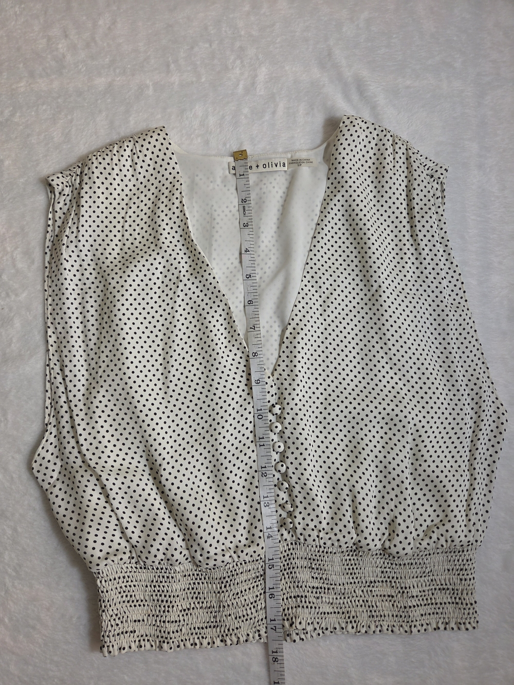 Alice + Olivia Loretta Polka Dot Smocked Waist Crop Top Size S - Picture 8 of 11